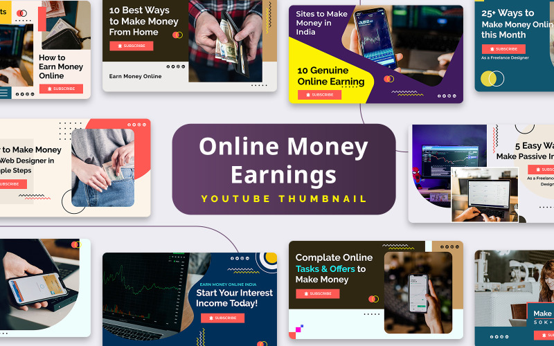 Online Money Earnings YouTube Thumbnails Social Media