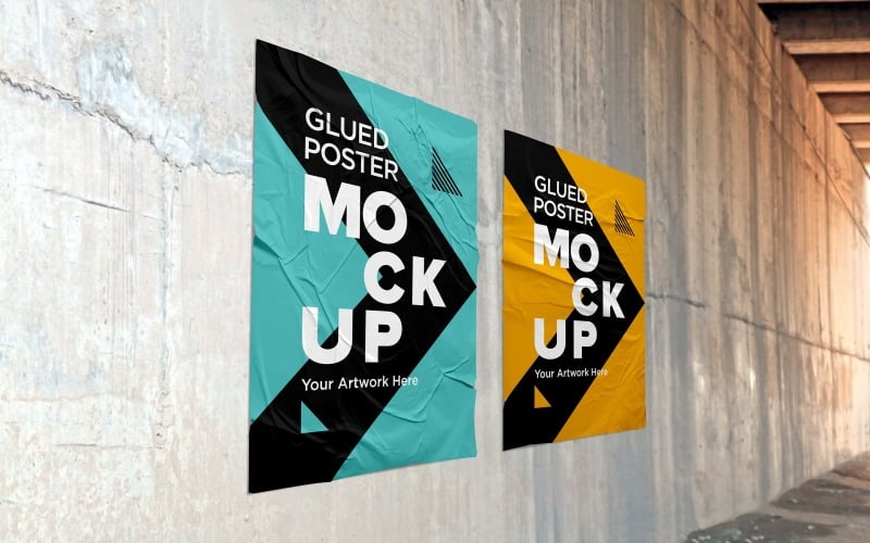 Poster Crumpled Paper Mock up with shadow overlay Product Mockup