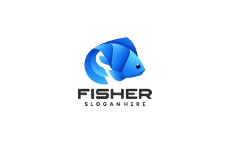 Blue Fish Gradient Logo Template