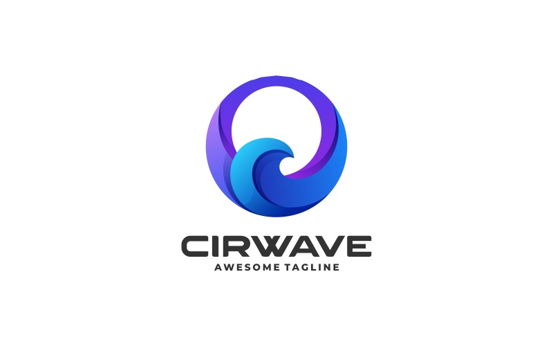Circle Wave Color Gradient Logo Template