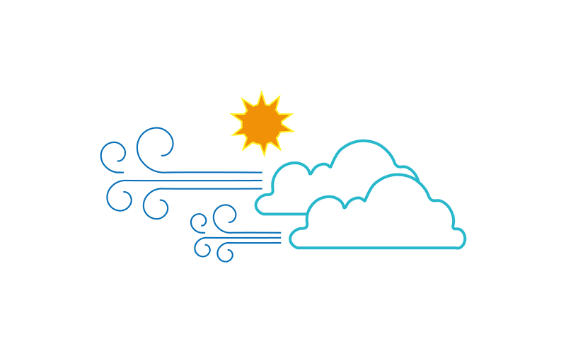 Clouds and Sun Illustration Vector Vector Graphic