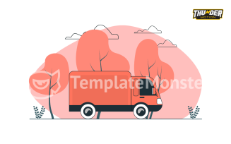 Flat Delivery Truck Illustration