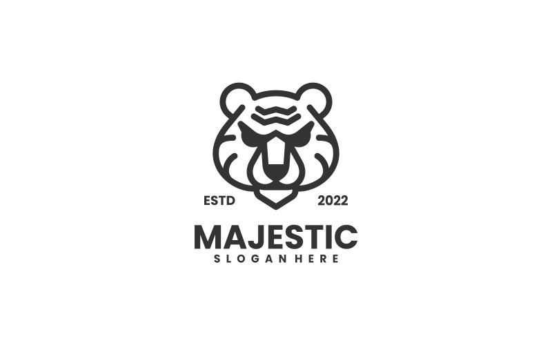 Majestic Tiger Line Art Logo Style Logo Template