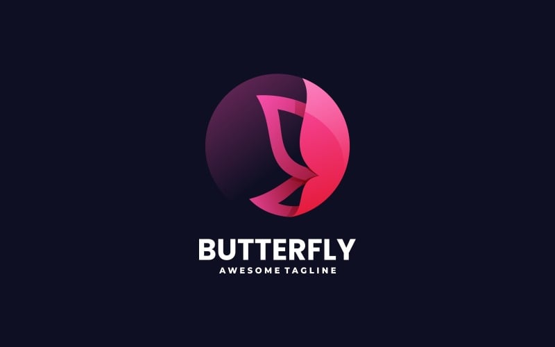 Pink Butterfly Gradient Logo Style Logo Template