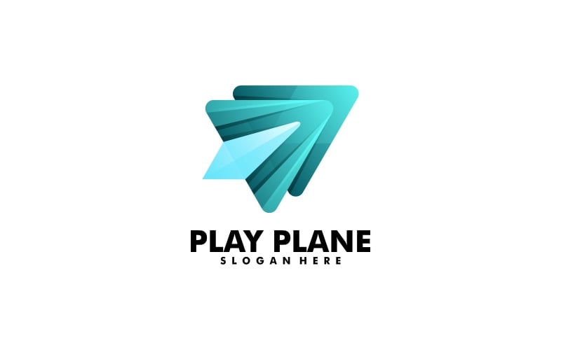 Play Plane Gradient Logo Style Logo Template