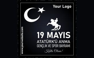 Turkey Memorial Ataturk Youth Sports Day Social Media Template Illustration