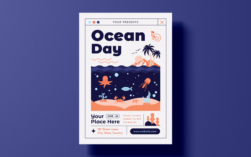 World Oceans Day Flyer Template Corporate Identity