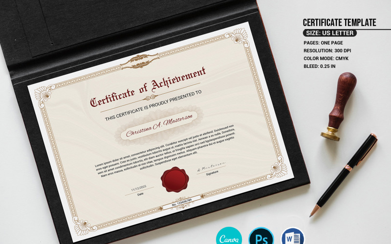 Multipurpose Achievement Certificate Template Corporate Identity