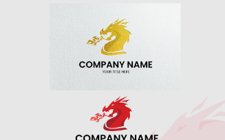 3D Golden and Red Dragon Logo template