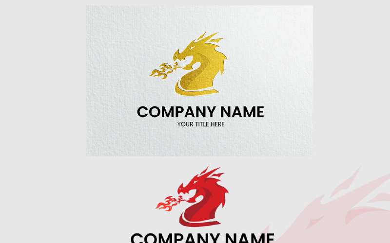 3D Golden and Red Dragon Logo template Logo Template