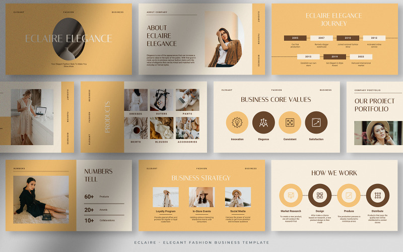Eclaire - Creamy Elegant Fashion Business Template PowerPoint Template
