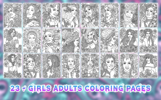 Girls Adults Coloring Page Bundle