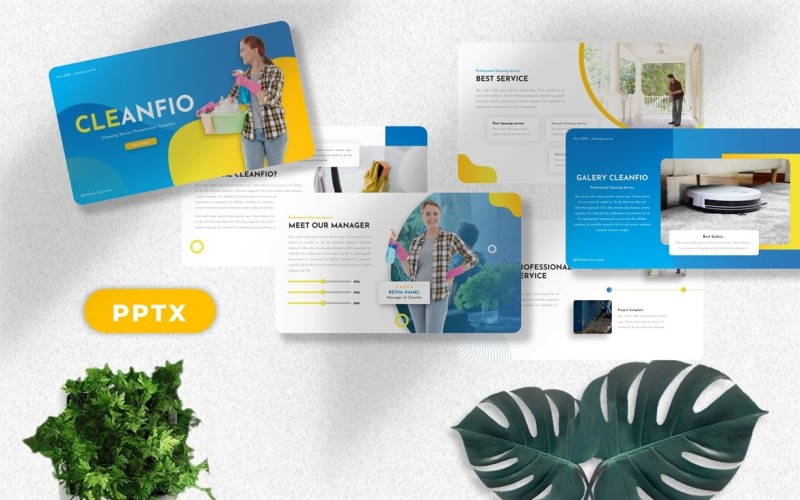 Cleanfio - Cleaning Service Powerpoint PowerPoint Template