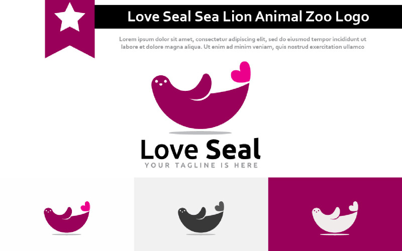 Heart Love Seal Happy Sea Lion Animal Zoo Logo Logo Template