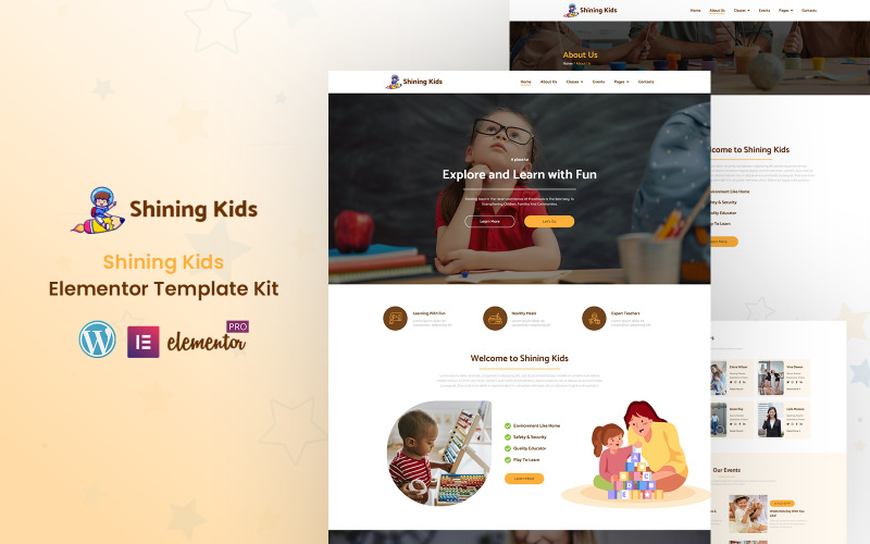 Shining Kids - School-Collage and Education Elementor Template Kit Elementor Kit