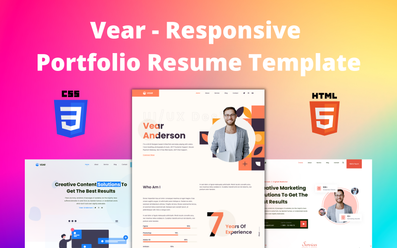 Vear - Multipurpose Portfolio Responsive HTML Template Landing Page Template