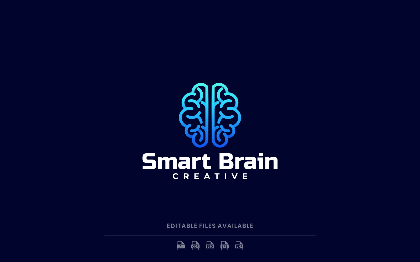 Smart Brain Line Art Gradient Logo
