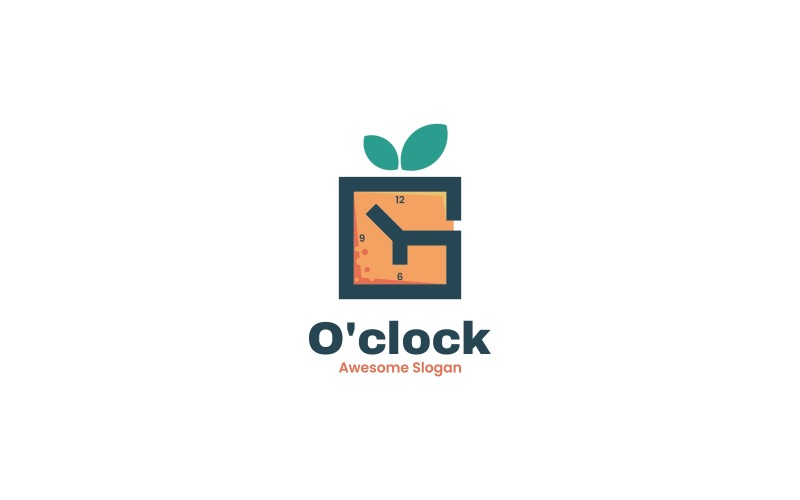 Clock Orange Simple Mascot Logo Logo Template