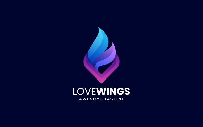 Love Wings Gradient Logo Style Logo Template
