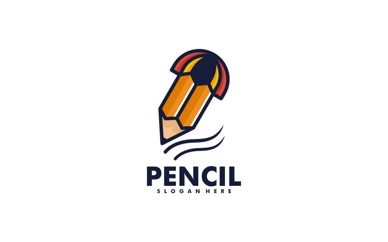 Pencil Simple Mascot Logo Logo Template