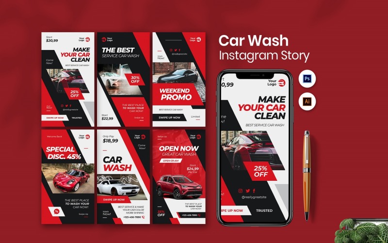 Car Wash Instagram Story Template Social Media