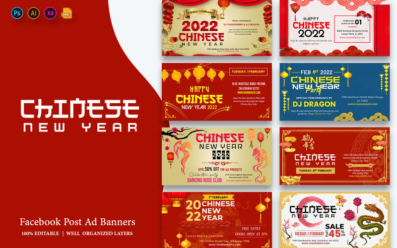 Chinese New Year Facebook Ad Banners Social Media