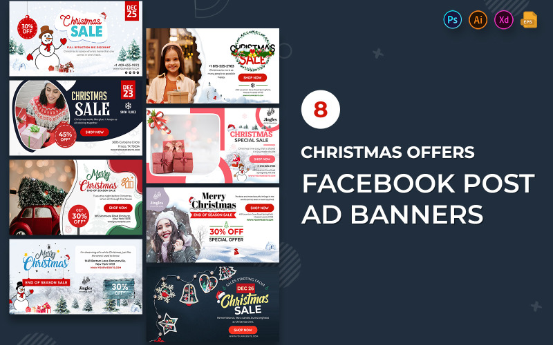 Christmas Offers Sale Facebook Ad Banners Social Media