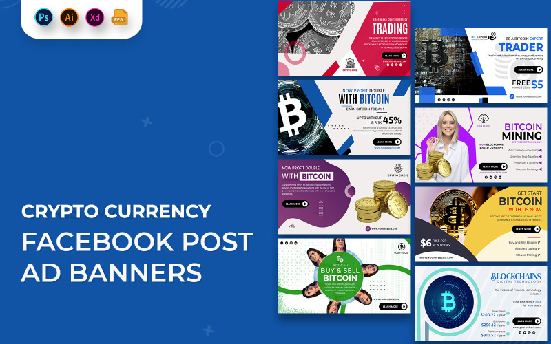 Cryptocurrency and NFT Facebook Ad Banners Social Media