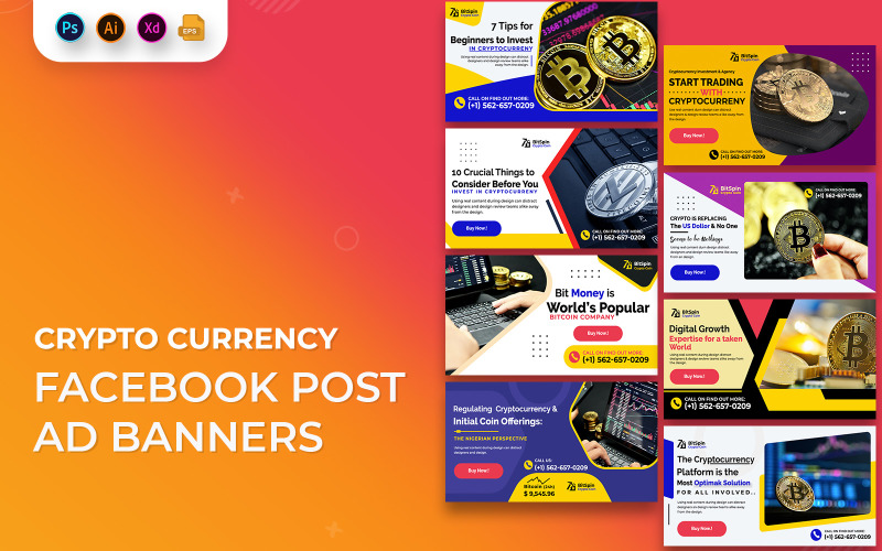 Cryptocurrency Facebook Ad Banners Social Media