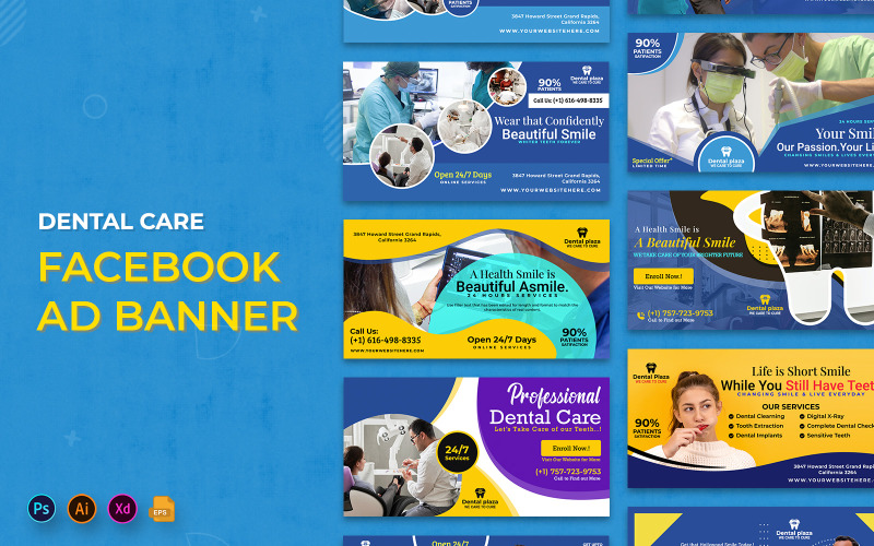 Dentist and Dental Care Facebook Ad Banners Social Media