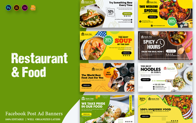 Food and Restaurant Offers Facebook Ad Banners Social Media