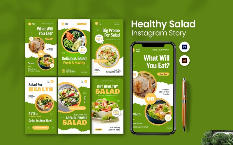 Healthy Salad Instagram Story Social Media