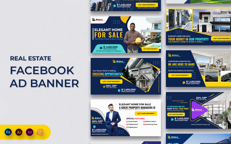 Real Estate and Property Facebook Ad Banners Template Social Media