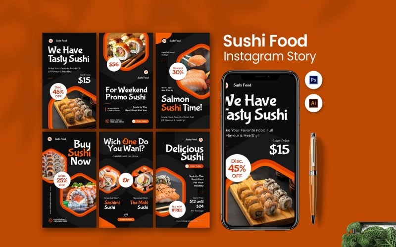 Sushi Food Store Instagram Story Social Media
