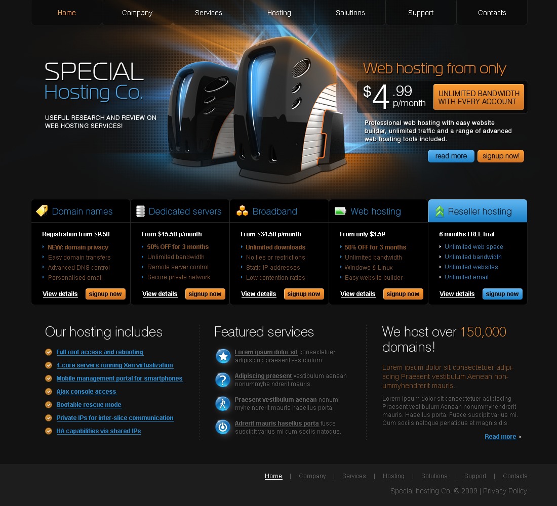 Hosting Website Template #25386