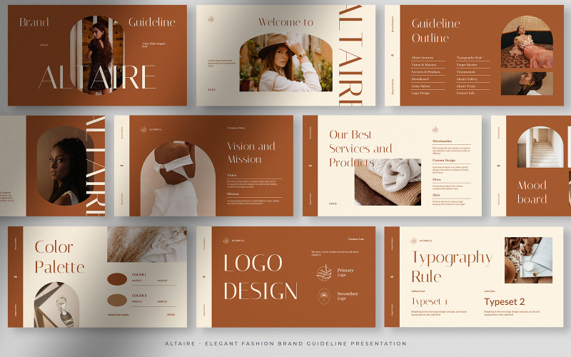 Altaire - Brown Elegant Fashion Brand Guideline Presentation PowerPoint Template