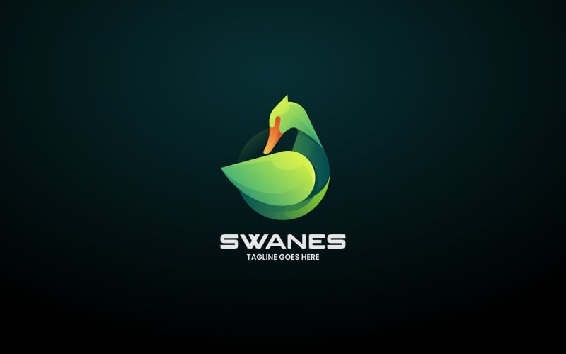 Green Swan Gradient Logo Style Logo Template