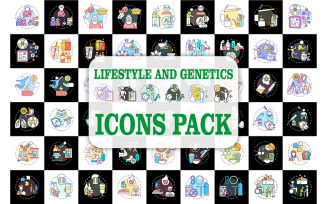 Patient genetics and lifestyle assessment concept icons set for dark, light theme