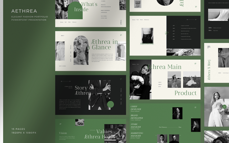 Aethrea – Green Elegant Fashion Portfolio Powerpoint Presentation PowerPoint Template