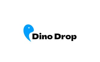 Blue Dino Head Drop Clever Logo