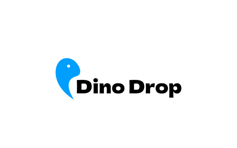 Blue Dino Head Drop Clever Logo Logo Template