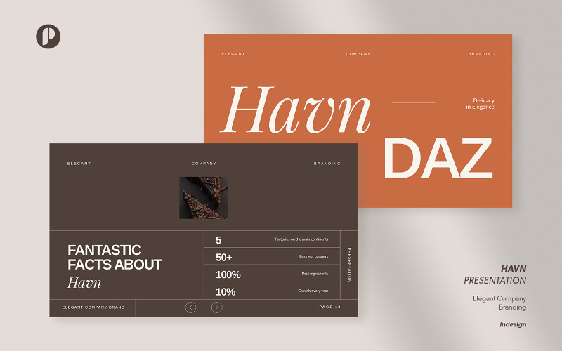 Havn – Choco Delight Elegant Company Branding InDesign Presentation PowerPoint Template