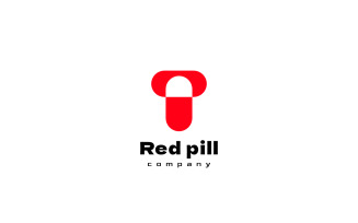 Letter T Red Pill Modern Logo