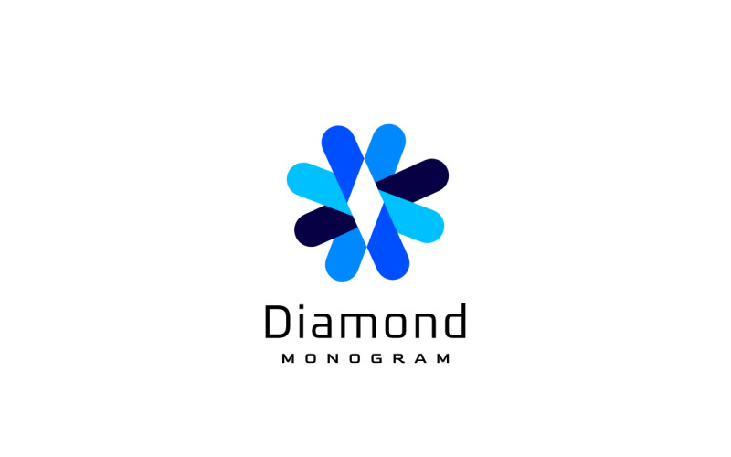 Monogram Diamond Letter XV Negative Space Logo Logo Template