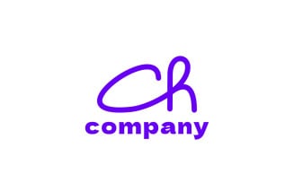 Script Monogram Letter CH Rounded Logo