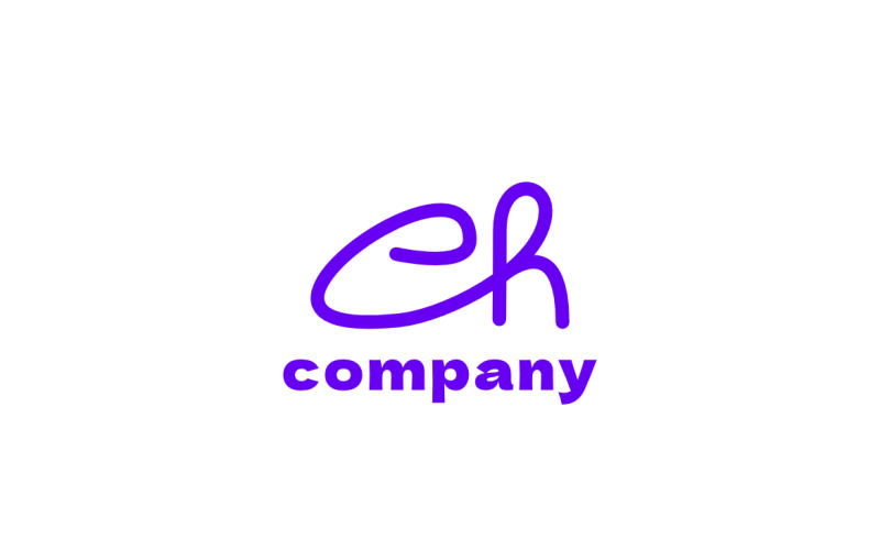 Script Monogram Letter EH Rounded Logo Logo Template