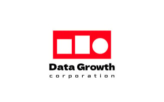Data Grow Negative Space Red Logo
