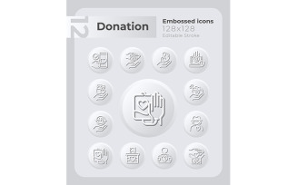 Charity Embossed Icons Set