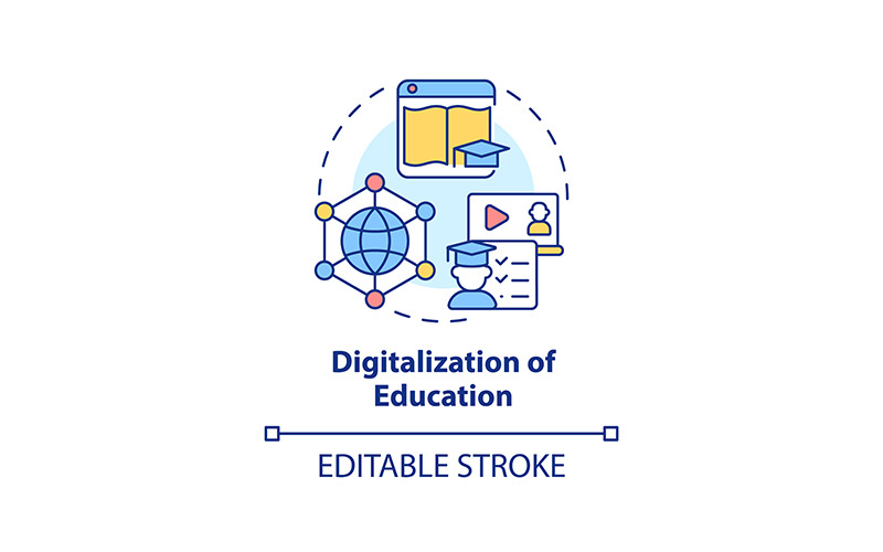 Digitalization Of Education Concept Icon Icon Set