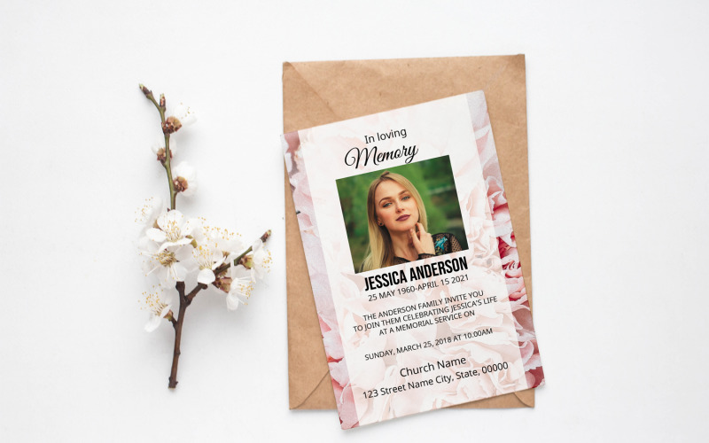 Floral Funeral Announcement Card Corporate Identity